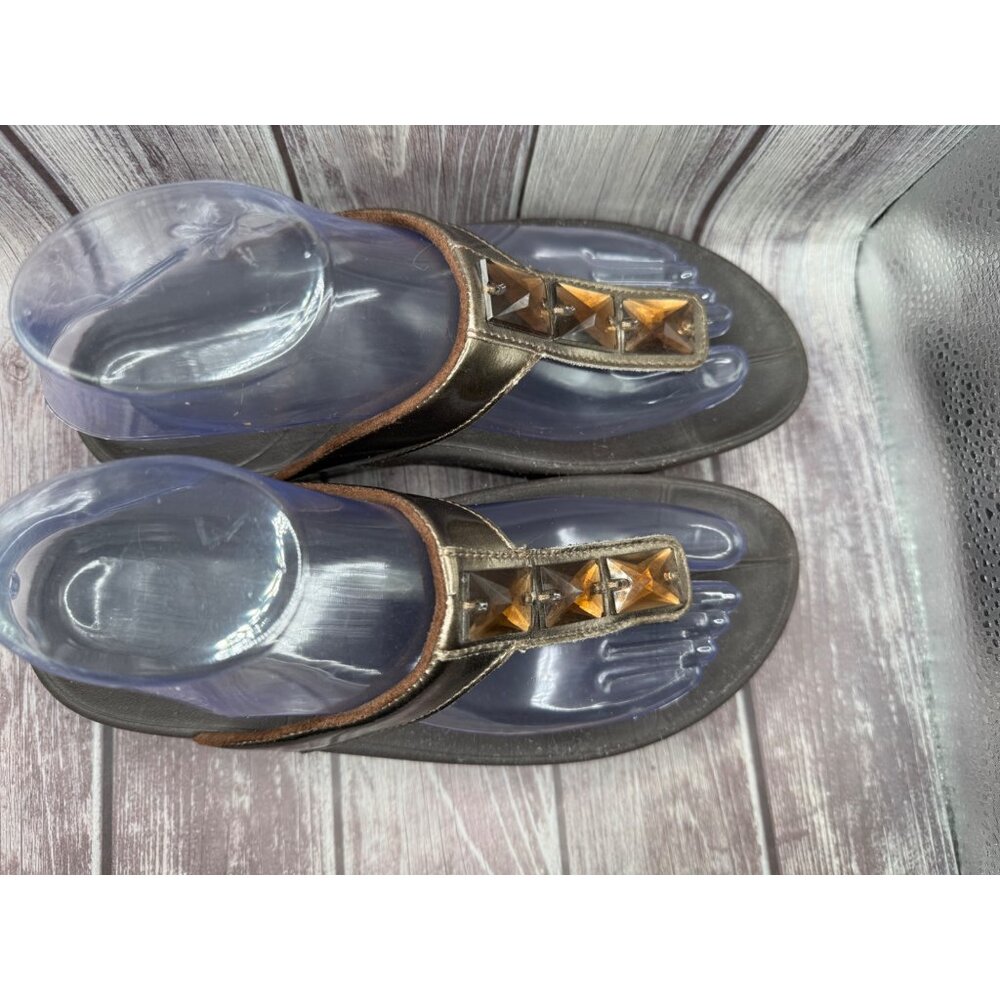 FitFlop Women's Pietra Sandal Brown Toe Post Jewel Size 7 - Picture 2 of 8